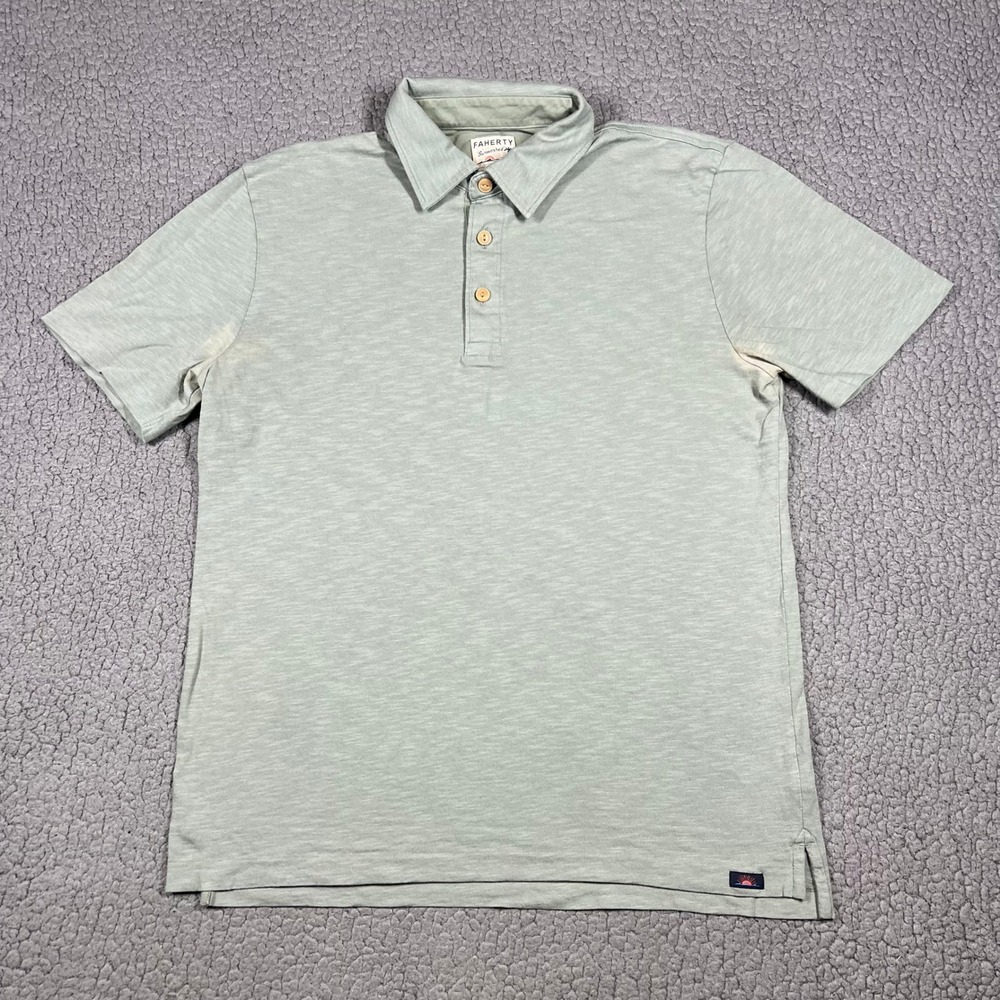 Faherty Polo Men S Sunwashed Organic Cotton Green Casual Beach